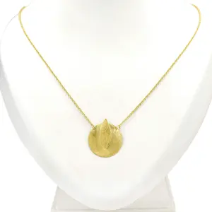 Círculo colgante encanto Collar chapado en oro colgantes de cadena larga 18K chapado en oro impermeable latón metal joyería regalo para mujer