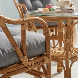 Conjunto de Bistro Moderno de Ratán para Jardín, Muebles de Patio, Sillón de Mimbre Natural Hecho a Mano, Silla de Comedor con Cojín para Balcón - Product Image 4