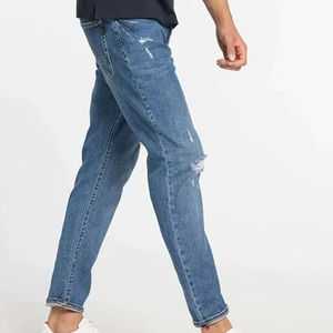 Pantalones Vaqueros de Mezclilla para Hombre, Corte Recto, Cintura Alta, Desgastados, Cintura Elástica, 100% Algodón, Estilo Casual - Product Image 6