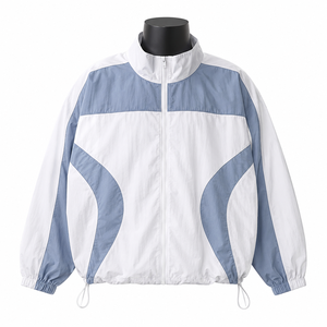 Veste coupe-vent en nylon pour homme personnalisée, vêtements de sport bicolores, veste décontractée légère pour l'extérieur - Product Image 1