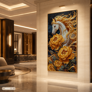 Peinture sur miroir de chevaux au galop, artisanat de décoration murale d'art esthétique oriental, fabrication OEM haut de gamme, fabriqué au Vietnam - Product Image 3
