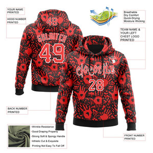 Sudadera con capucha personalizada con estampado gótico para hombre, con nombre y número personalizados, diseño de manga larga negra, sudadera con estampado en la parte delantera y trasera - Product Image 5