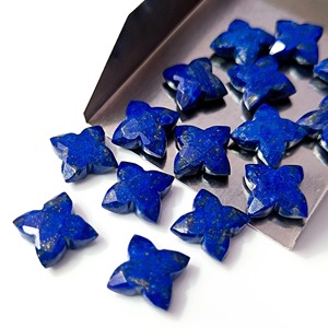 Pierre précieuse naturelle Lapis Lazuli sculptée à la main en forme de fleur de trèfle, 12 mm, cristal brut pour la fabrication de bijoux, prix de gros en vrac - Product Image 6