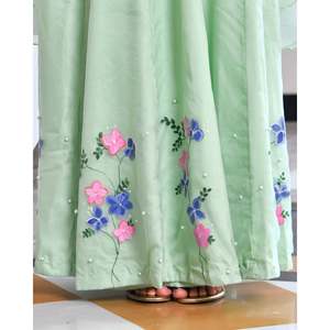 Conjunto de Lehenga Choli Verde Uva XS, Estilo Indio/Pakistaní, en Organza, para Bodas - Product Image 6