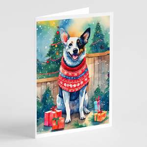Chien de bétail australien fantaisiste A7 Cartes de voeux de Noël Pack de 8 cartes vierges avec enveloppes Taille 5x7 - Product Image 1
