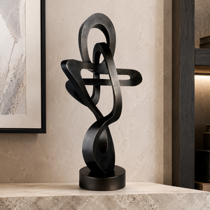 Escultura Metálica Abstracta Negra Moderna, Anillo Decorativo para Mesa, Decoración de Lujo para Hogar, Oficina, Hotel, Pieza de Arte para Interiores, Regalo - Product Image 3
