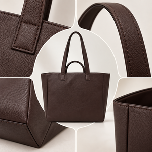 Beena's Vintage Fashion <b>Lady</b> PU <b>Leather</b> Tote <b>Bag</b> with Letter Print Brown Zipper Closure Portable Daily Use - Product Image 5