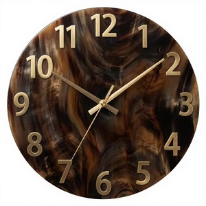 Horloge murale ronde en bois artisanale DIY, silencieuse, mécanique, à piles, design Art Déco, perles décoratives, décoration pour salon et maison - Product Image 4