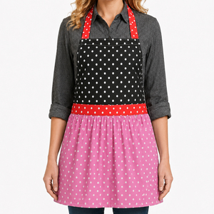Elegant Colors 100% Cotton Polka Dot Printed Wrinkle-Proof Kitchen Aprons <b>for</b> Cooking at Lowest Price Indian Supplier. - Product Image 1