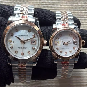 Reloj de Lujo de Edición Limitada de Dos Tonos, Mecánico, de Alta Calidad, Estilo Hip Hop, con Esfera de Nácar, Marcadores de Hora con Diamantes y Bisel Liso - Product Image 1