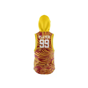 Men's Orange Digital Printed 100% Polyester <b>Volleyball</b> Jersey <b>Set</b> Hooded Sleeveless Moisture Wicking Regular Fit Sportswear - Product Image 2