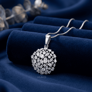 Colgante redondo de diamante cultivado en laboratorio, collar con racimo de diamantes, colgante con halo floral, elegante joyería fina para mujer, colgante de regalo para mujer - Product Image 2
