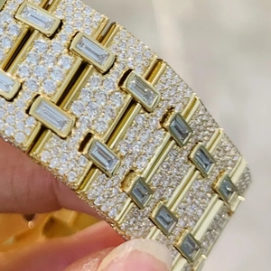 High Quality Luxury Hip-Hop Style Square Stainless Steel <b>Automatic</b> <b>Watch</b> Pointer Dial Sapphire Crystal Moissanite Diamond Band - Product Image 4