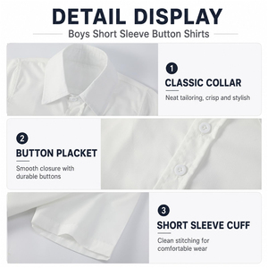 Camisa de vestir con cuello y botones multicolor para niños, uniforme escolar, camisa de verano para niños con logotipo personalizado. - Product Image 2