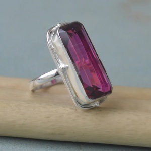 Natural Rhodolite Garnet Quartz Gemstone <b>Ring</b> 925 Sterling <b>Silver</b> Handmade <b>Statement</b> Jewelry - Product Image 4