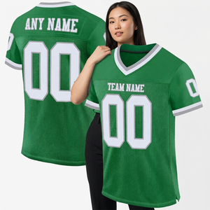 Camiseta de Fútbol Personalizada de Malla Verde con Cuello en V, Manga Corta, Uniforme de Equipo para Adultos, Transpirable, con Estampado Sublimado, Ropa Deportiva para Hombre - Product Image 5