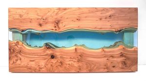 Planche de cuisine multifonctionnelle en bois et résine, planche à découper moderne en bois et résine époxy pour la salle à manger - Product Image 3