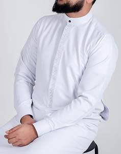 Vêtements ethniques élégants de haute qualité, vêtements musulmans, thawb coupe classique, blanc, thobes pour hommes, vêtements islamiques, taille personnalisée, faible MOQ - Product Image 4