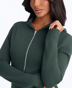 Sudaderas con Capucha Lisas de Felpa para Mujer al por Mayor, Sudadera con Cremallera Personalizada de Alta Calidad 500gsm, Estilo Urbano - Product Image 4