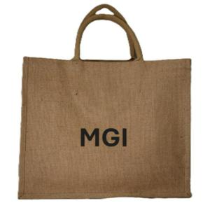 Sac fourre-tout en jute extra large personnalisé, réutilisable, pas cher, avec poignée longue, motif MGI, recyclable, design épissé - Product Image 1