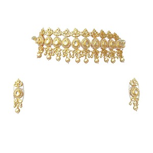 Women's Trendy Alloy Party Wear Engagement Anniversary Wedding Choker Earrings Set Copper 18K Gold Plated Zircon Jewelry - Product Image 3