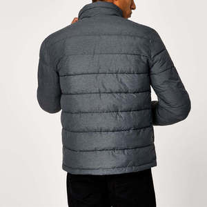Veste d'hiver matelassée pour homme personnalisée 2024, coupe-vent chaud, col montant, parka décontractée légère, gris, rembourrée - Product Image 4