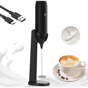 Mousseur à lait électrique rechargeable USB Type-C, puissant, portable et sur pied, pour café, latte, cappuccino, mini-mixeur de boissons - Product Image 1