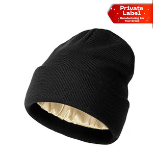 Bonnet en satin rafraîchissant pour l'été, doublure de casque respirante et légère, bonnet doublé en satin pour l'hiver, tricoté double couche - Product Image 1