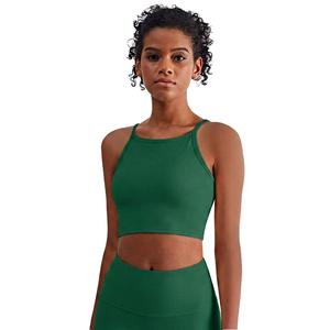 Top Deportivo Blanco Acanalado sin Mangas con Cuello Alto para Mujer, Estilo Bralette, Body para Entrenamiento - Product Image 2
