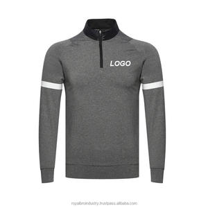 Calidad de lujo suave algodón mercerizado media cremallera camisa personalizada impresa manga larga polos Slim Fit hombres camisetas - Product Image 1