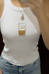 Margarita Cocktail Glass Beaded Embroidery Cotton <b>TShirt</b> Women Casual Summer Short Sleeve Top Bulk Distributor - Product Image 2