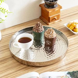 Bandeja decorativa de lujo en plata pulida con efecto martillado, elegante para recibidor, otomana, tocador, exhibición, duradera, con estilo, perfecta para almacenamiento - Product Image 6