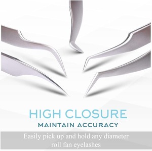 Gold Eyelash Tweezers Set with Case Portable Precision Metal Tools for <b>Lash</b> Extension Beauty Tool - Product Image 2