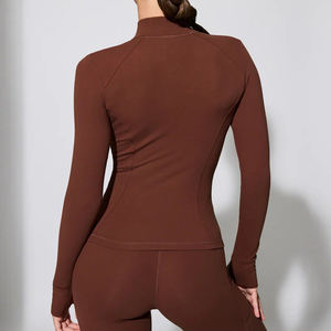 Chaqueta de Yoga Ligera de Nailon y Spandex para Mujer, Elástica, con Cierre Completo, Ropa Deportiva, Top para Entrenamiento, OEM - Product Image 5