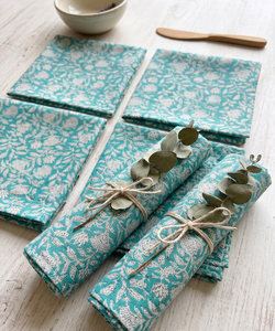 Servilletas de Mesa de Algodón Estampadas a Mano de la India, Lavables, Estilo Rústico, Decoración Boho para Mesa - Product Image 2