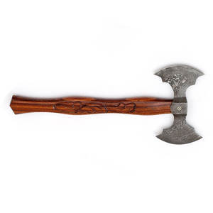 Damascus Steel Double Head <b>Axe</b> High Quality Pattern Steel Head With Strong Wooden <b>Handle</b> For Camping And Utility - Product Image 3