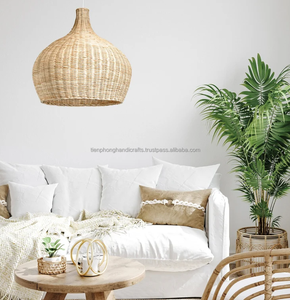 Luz colgante de bambú de encaje artesanal Gota de nieve, luz de Bambú Pantalla de bambú hecha a mano Lámpara de mimbre, artesanías - Product Image 6