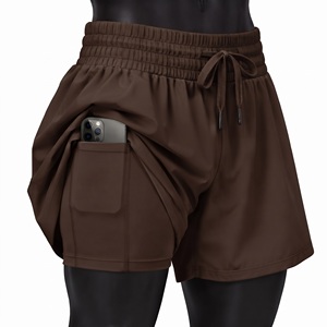 Shorts de course personnalisés 2-en-1 gris avec poche téléphone et cordon de serrage – Vêtements décontractés et de loisirs – Fournisseur et fabricant en gros - Product Image 3