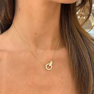 Heart Love Lock Round Lab Grown Diamond Necklaces Pave Set Sparkling Dainty Delicate Jewelry Custom 14k 18K <b>Solid</b> <b>Gold</b> Wholesale - Product Image 4