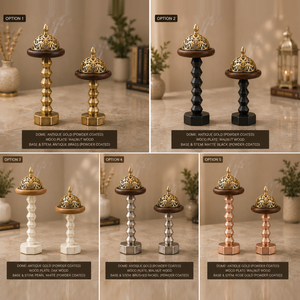 Elegante Juego de Quemadores de Incienso de Metal con Pilares Geométricos Facetados, Cúpulas Doradas de Filigrana, Perfecto para la Decoración de Mesa en Hogares Modernos - Product Image 5