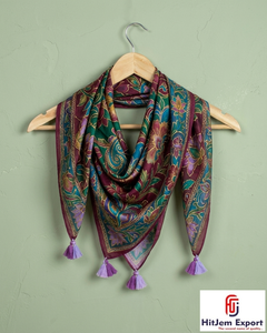 High Quality Custom Printed Luxury Silk <b>Scarf</b> Womens Lightweight <b>Square</b> Fashion Headscarf OEM ODM Supplier - Product Image 3