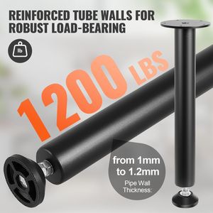 16 Inch <b>Adjustable</b> Steel Furniture <b>Legs</b> Heavy Duty DIY Office <b>Table</b> <b>Legs</b> Set Reinforced 1200 Lbs Load Capacity - Product Image 3