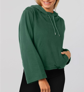 Sudadera con Capucha para Mujer, Holgada, con Hombros Caídos, Manga Larga, Color Sólido, Tejido de Algodón Transpirable, para Otoño - Product Image 1