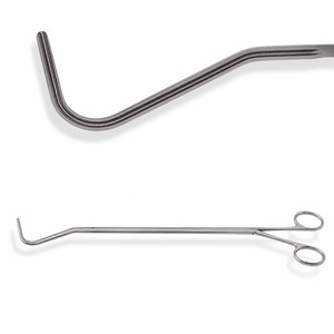 Pinces Harken VATS n°2 entièrement courbées, tige de 10 mm, mâchoires atraumatiques DeBakey 1x2, à cliquet, portée de travail 25 cm, longueur totale 35,5 cm – ZETOMEDPRO - Product Image 1