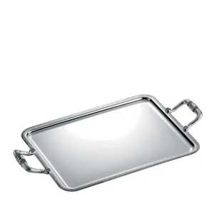 Plateau de service rectangulaire minimaliste en acier inoxydable, plateau en métal poli lisse, organisateur de rangement pour table basse - Product Image 4