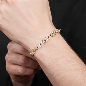 Luxury <b>Silver</b> Flower Link Tennis <b>Bracelet</b> with Round Moissanite Detailing for <b>Men</b> and Women Iced Out Jewelry - Product Image 3