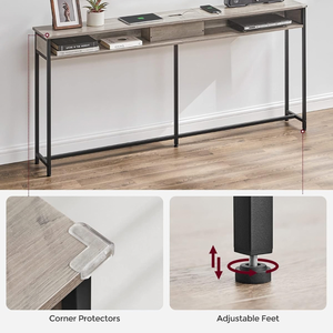 SUKAVINA Console <b>Table</b> with Outlet and Shelves, Sofa <b>Table</b> with Charging Station, Entryway <b>Table</b> for Hallway, Living Room - Product Image 4