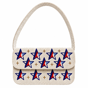 Bolso de Hombro con Cuentas y Diseño de Estrella, Elegante, para Mujeres y Niñas, en Rojo, Blanco y Azul, Bolso Patriótico - Product Image 1
