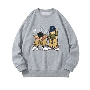 OEM Wholesale Raglan Sleeve Sweatshirts Heavy Weight Custom Cartoon Print Men Crew Neck Sweatshirt Pullover - Product Image 6