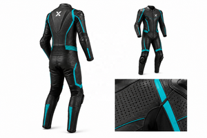 X Perforated One-Piece Leather Motorcycle <b>Suit</b> | Black <b>Red</b> Gray | X Logo | OEM ODM Manufacturer | Premium Design | Racing Wear - Product Image 6